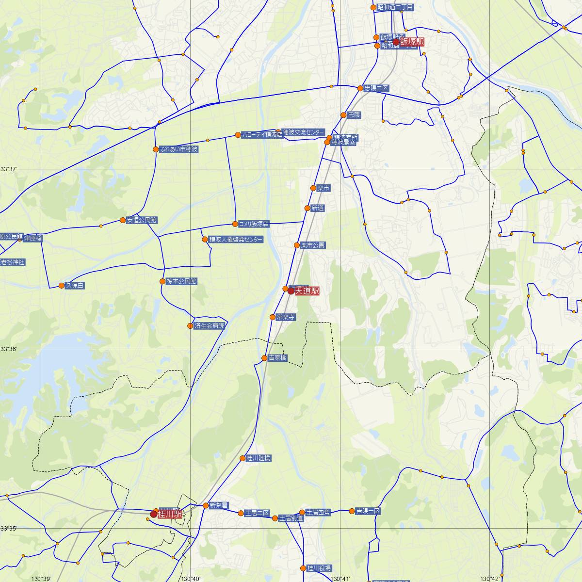 天道駅（JR九州）周辺のバス路線図