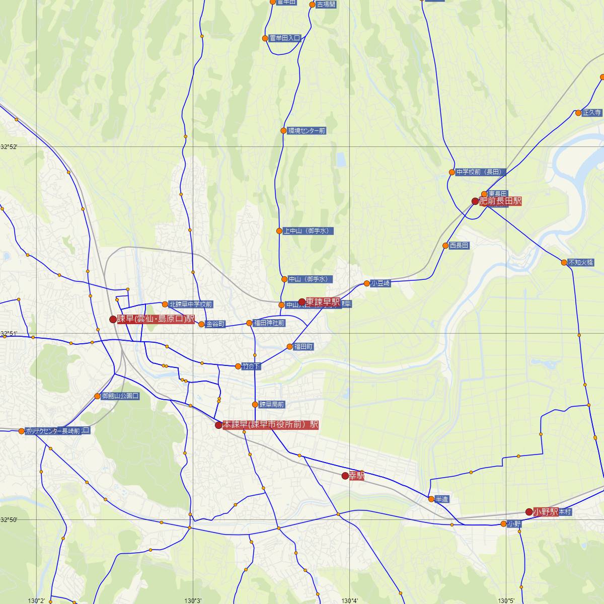 東諫早駅（JR九州）周辺のバス路線図