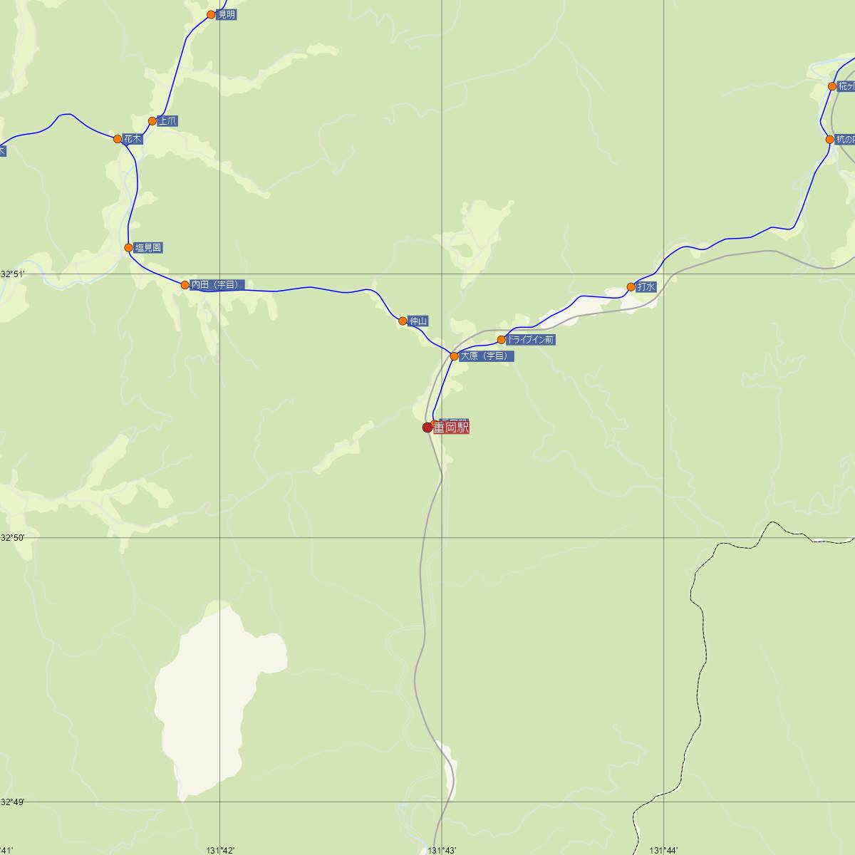 重岡駅（JR九州）周辺のバス路線図