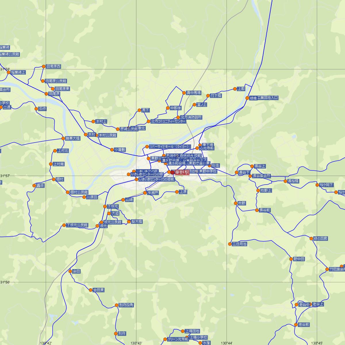栗野駅（JR九州）周辺のバス路線図