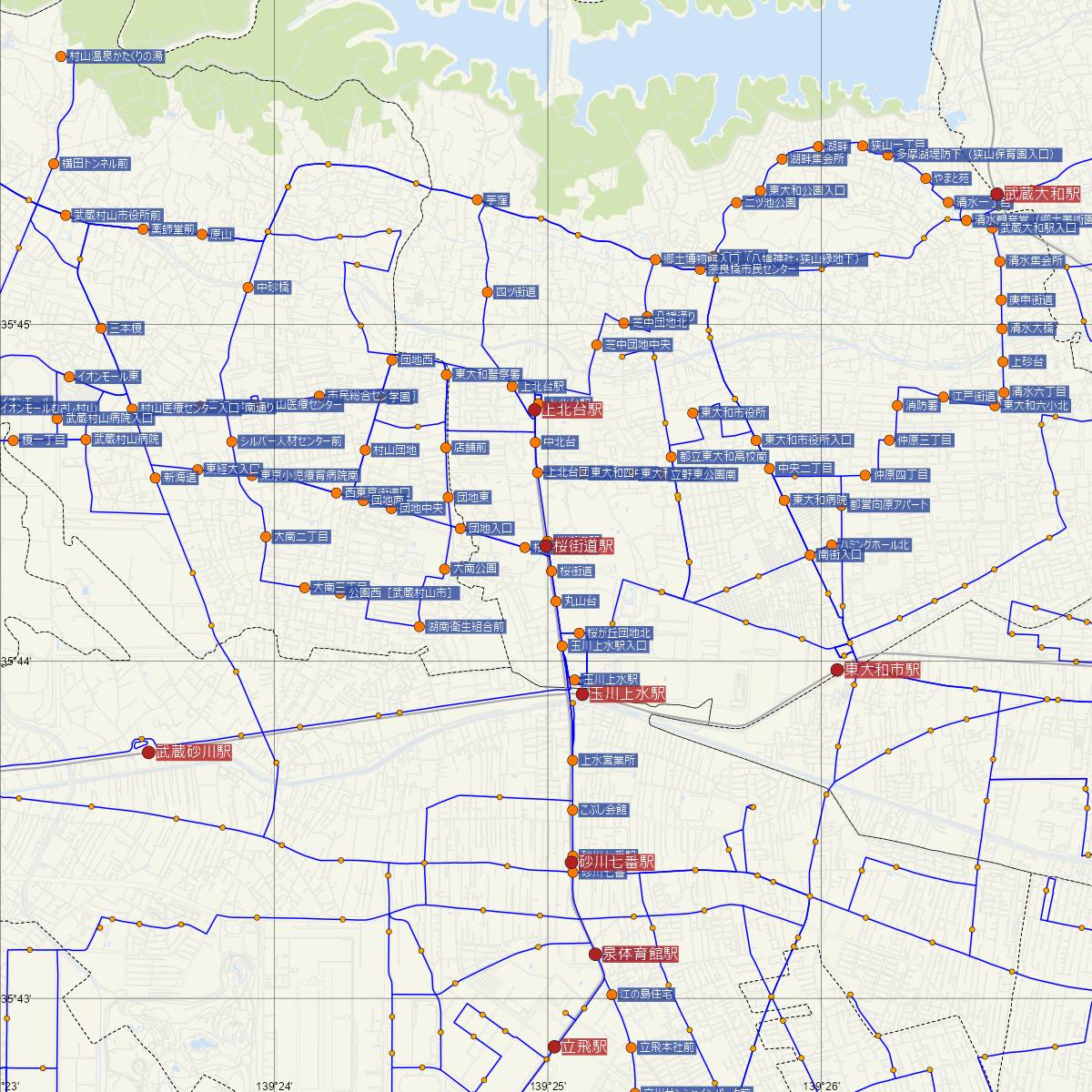 桜街道駅（多摩都市モノレール）周辺のバス路線図