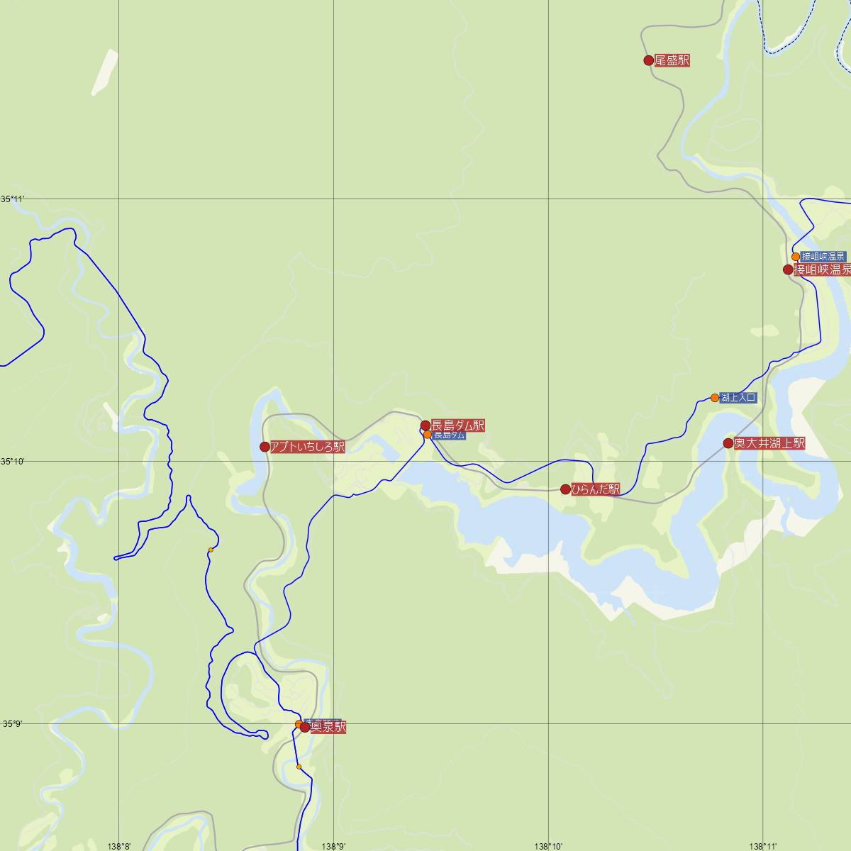 長島ダム駅（大井川鐵道）周辺のバス路線図