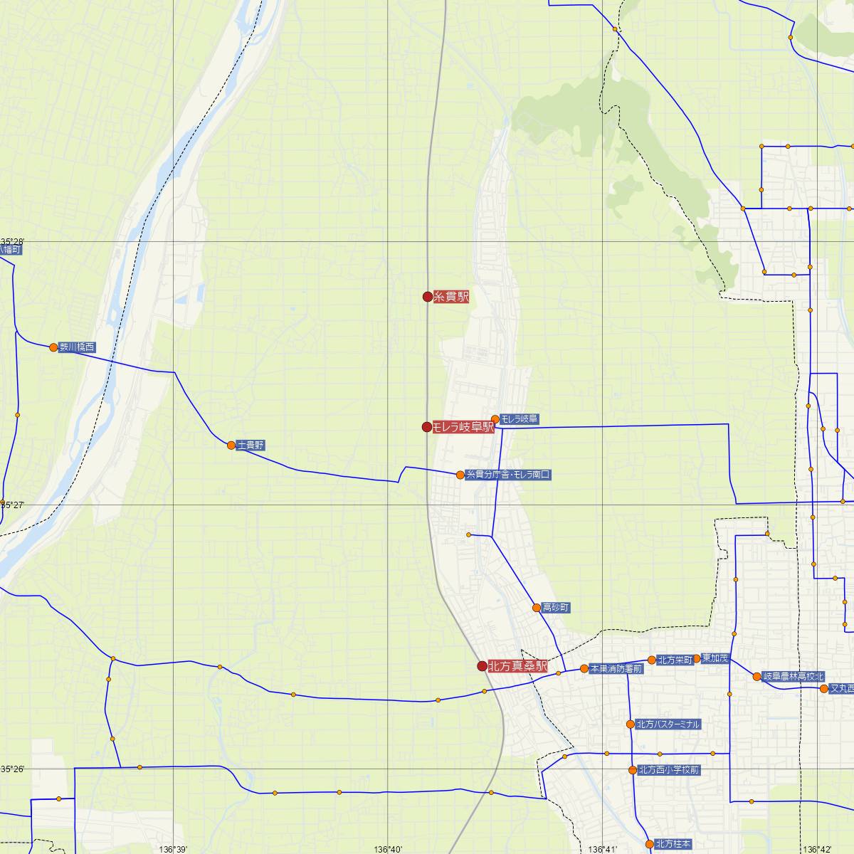 モレラ岐阜駅（樽見鉄道）周辺のバス路線図