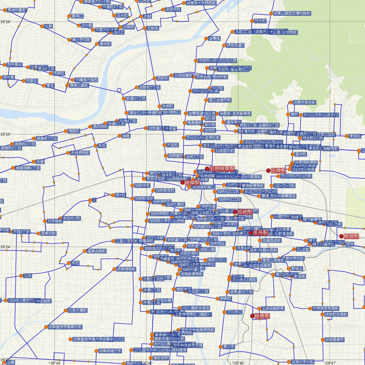 岐阜駅（JR東海）周辺のバス路線図