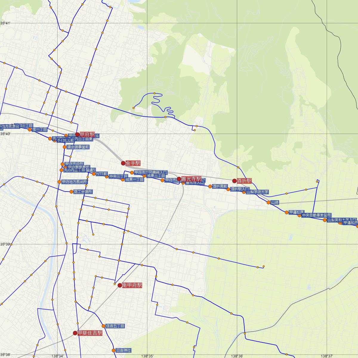 善光寺駅（JR東海）周辺のバス路線図