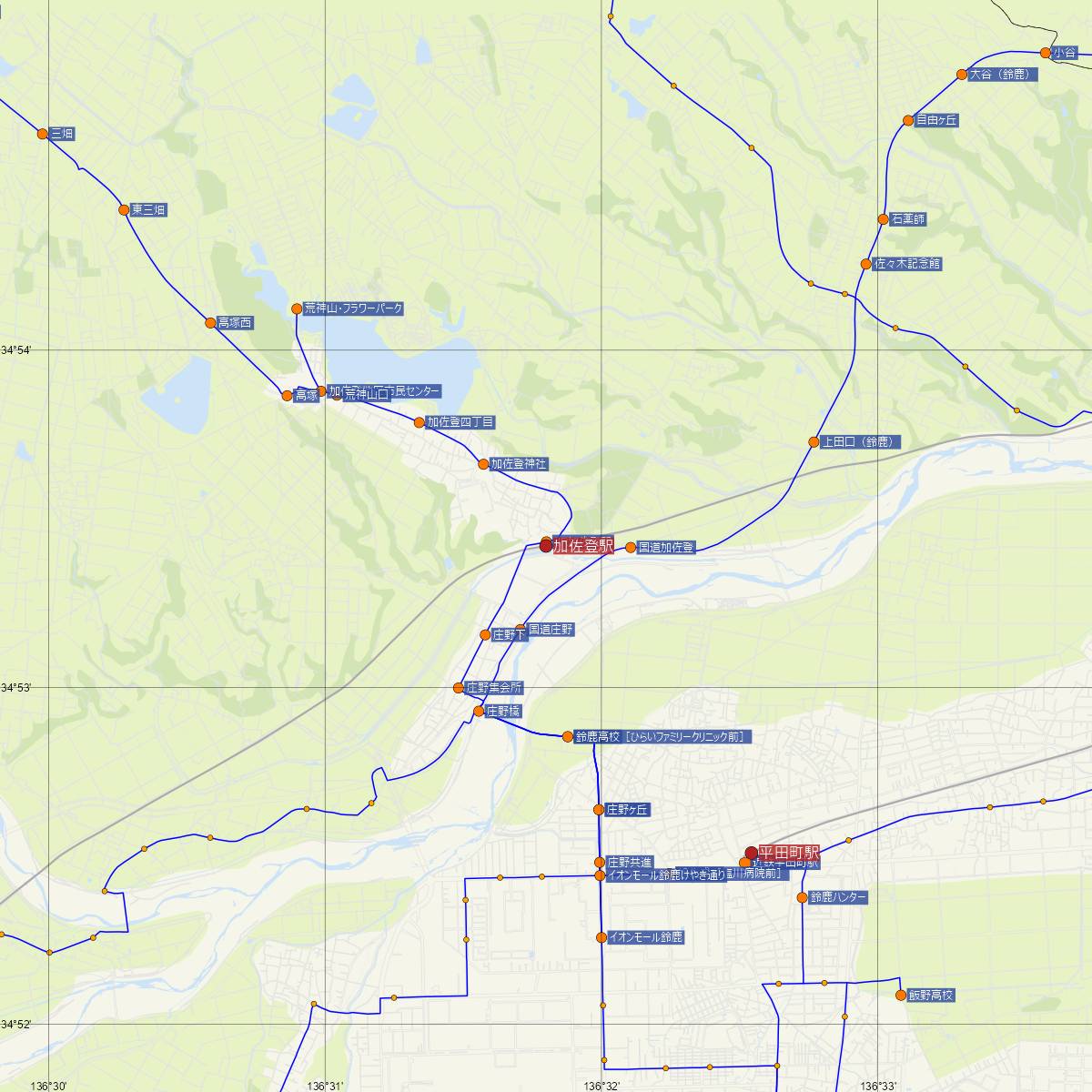 加佐登駅（JR東海）周辺のバス路線図
