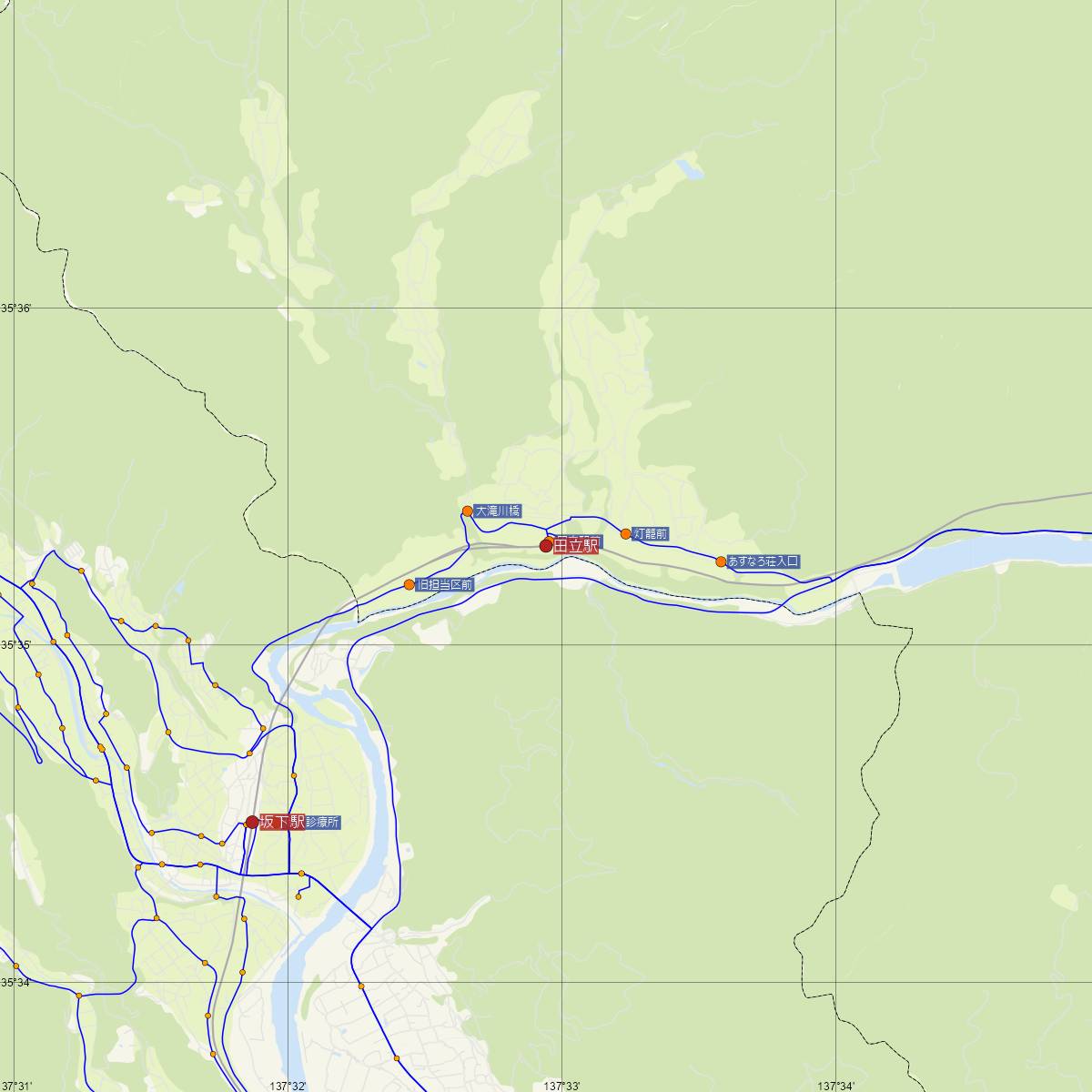 田立駅（JR東海）周辺のバス路線図