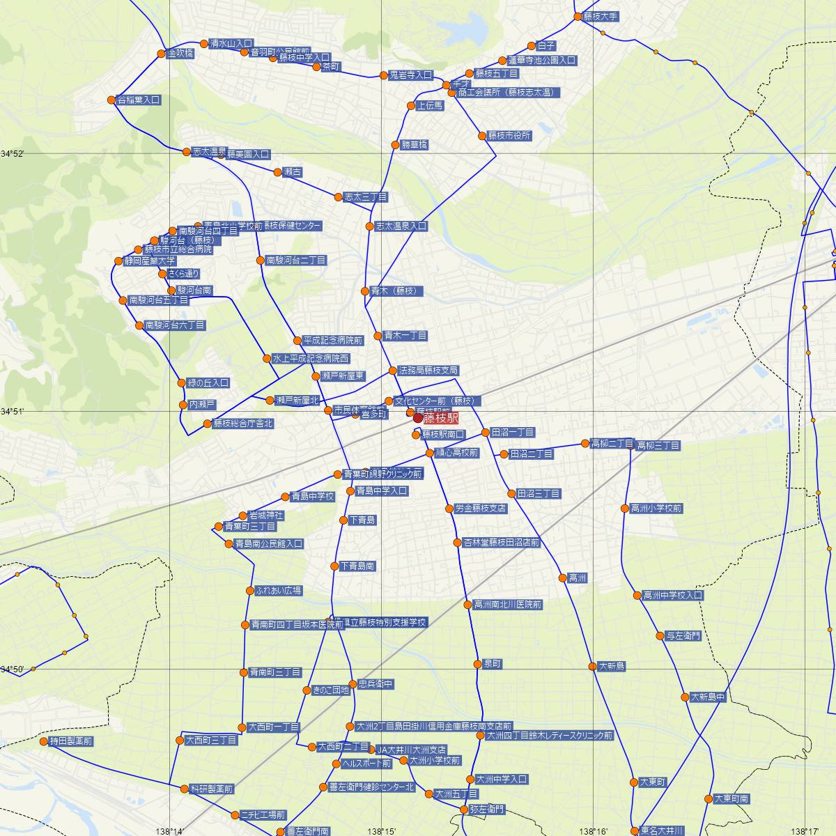 藤枝駅（JR東海）周辺のバス路線図