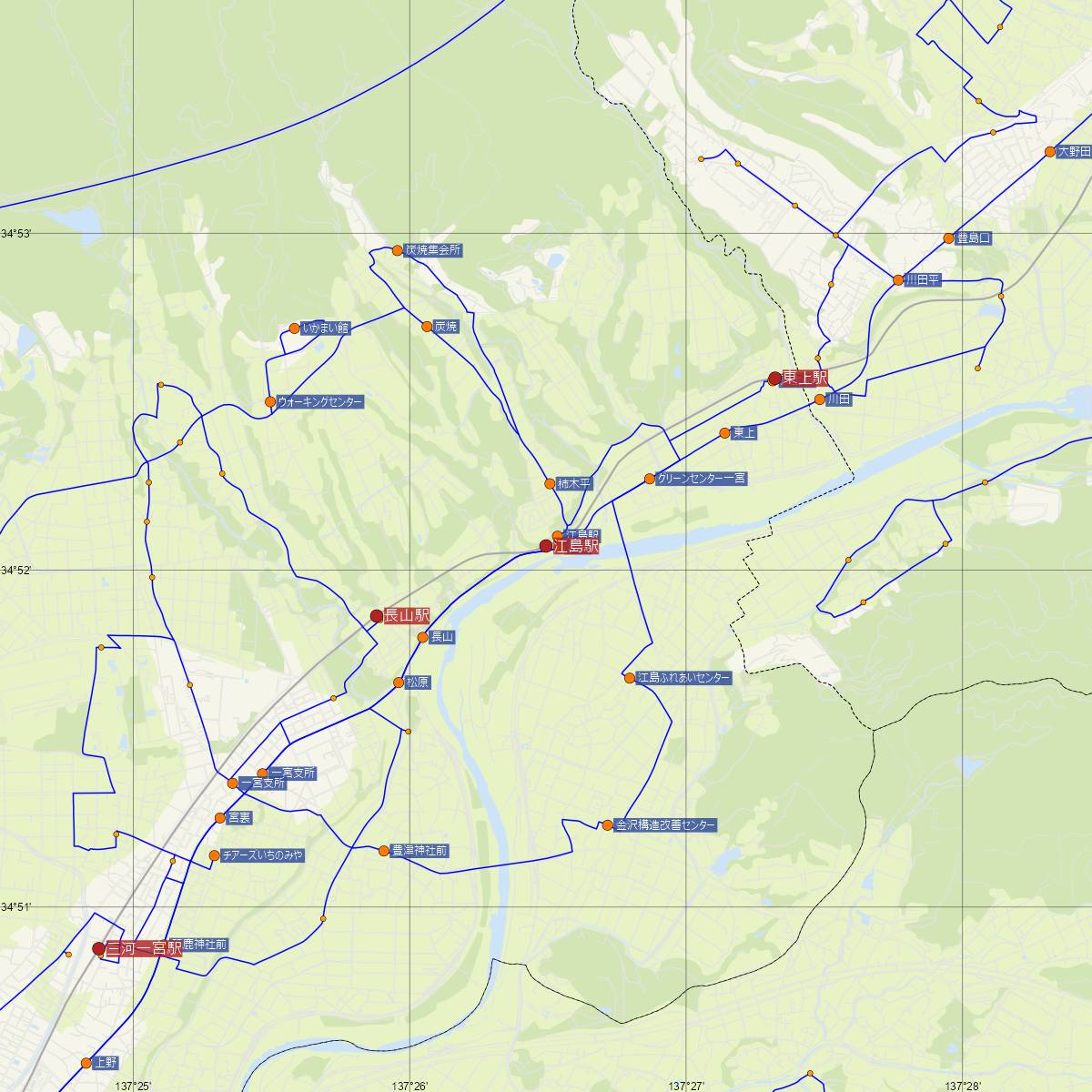 江島駅（JR東海）周辺のバス路線図