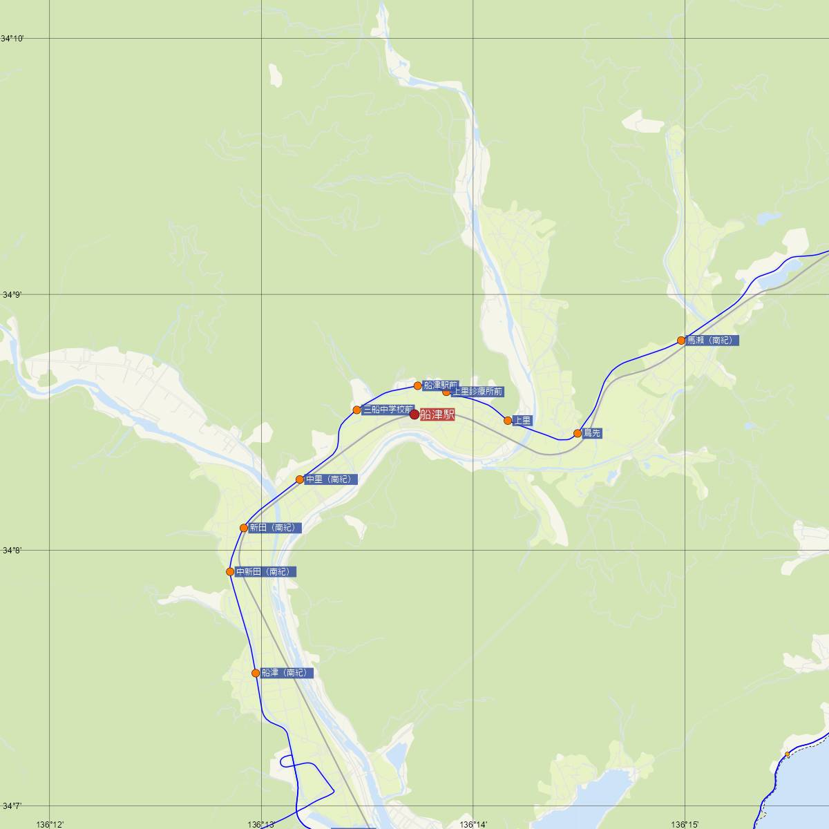 船津駅（JR東海）周辺のバス路線図