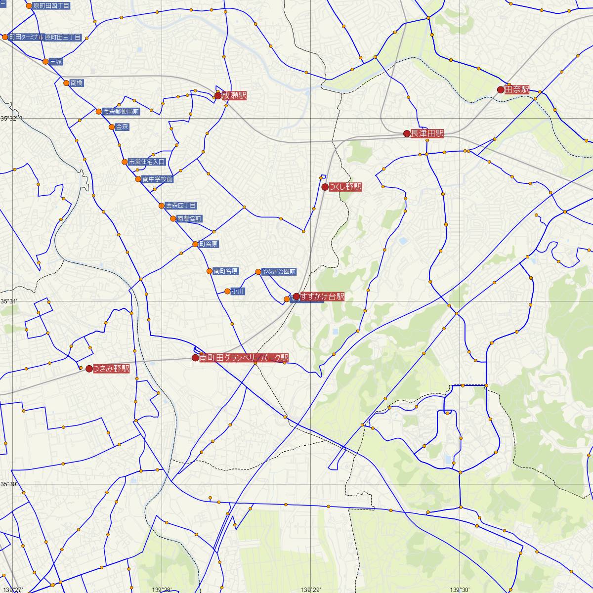 すずかけ台駅（東急線）周辺のバス路線図