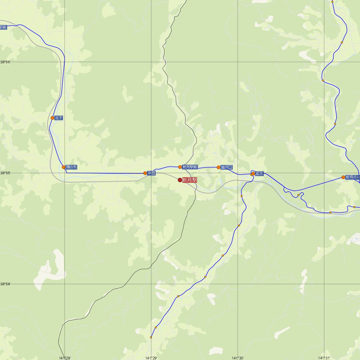 新月駅（JR東日本）周辺のバス路線図