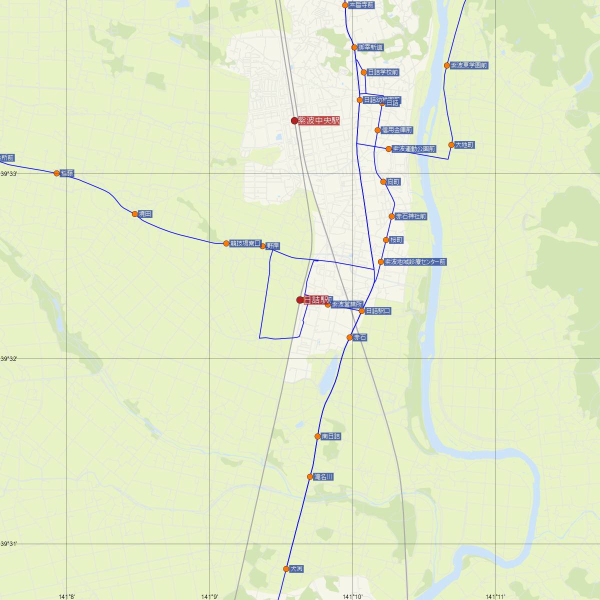 日詰駅（JR東日本）周辺のバス路線図