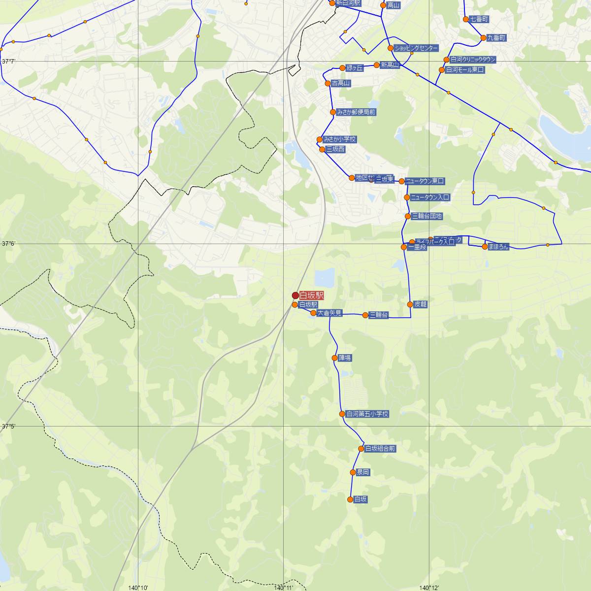 白坂駅（JR東日本）周辺のバス路線図