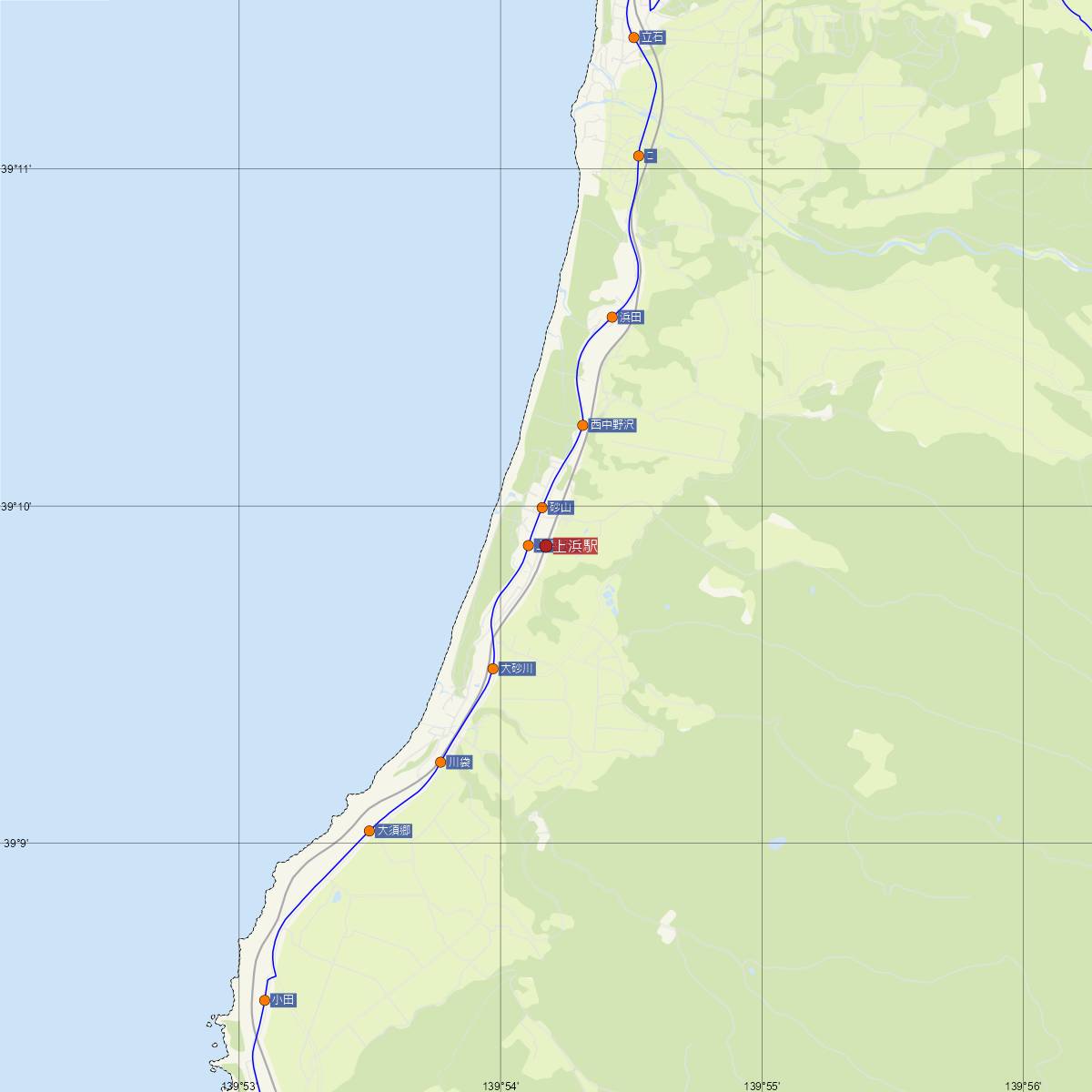上浜駅（JR東日本）周辺のバス路線図
