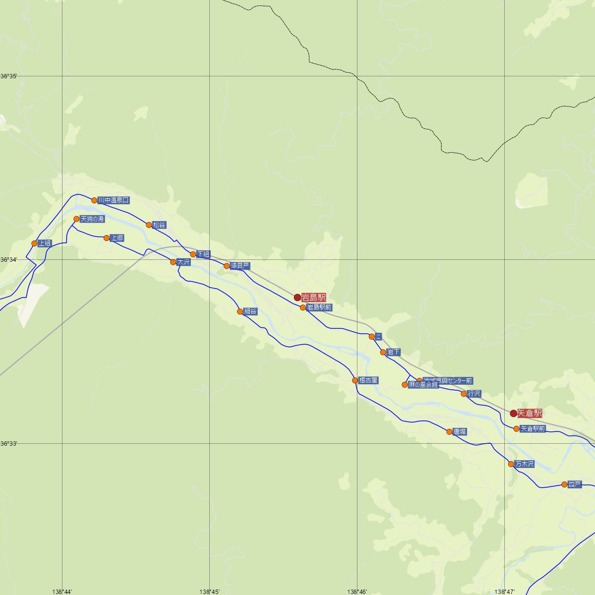 岩島駅（JR東日本）周辺のバス路線図