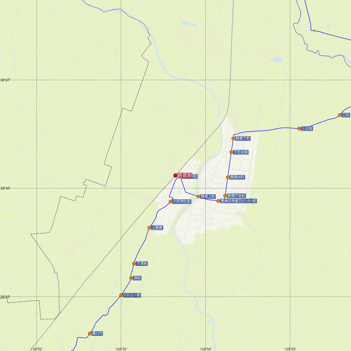 藤島駅（JR東日本）周辺のバス路線図
