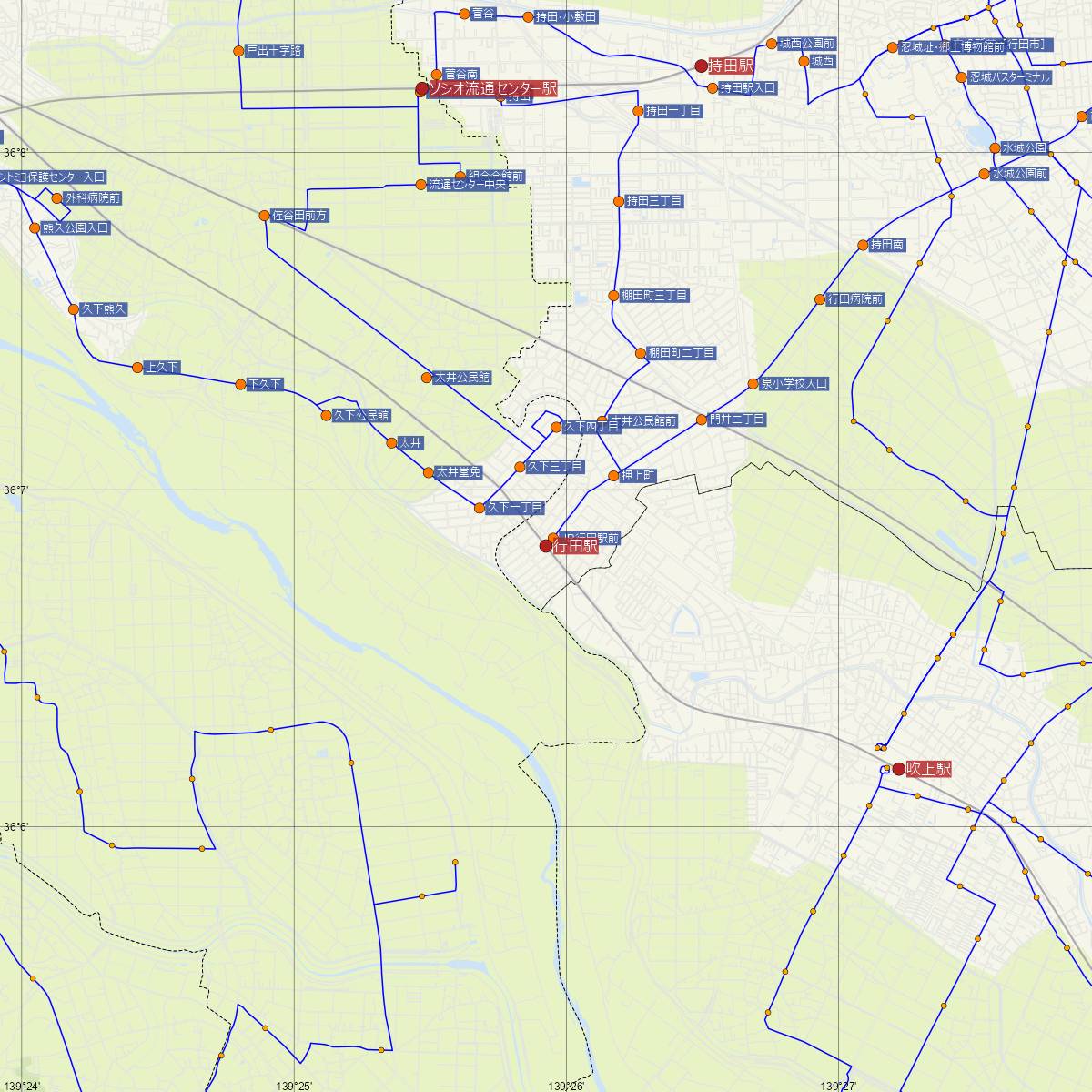 行田駅（JR東日本）周辺のバス路線図