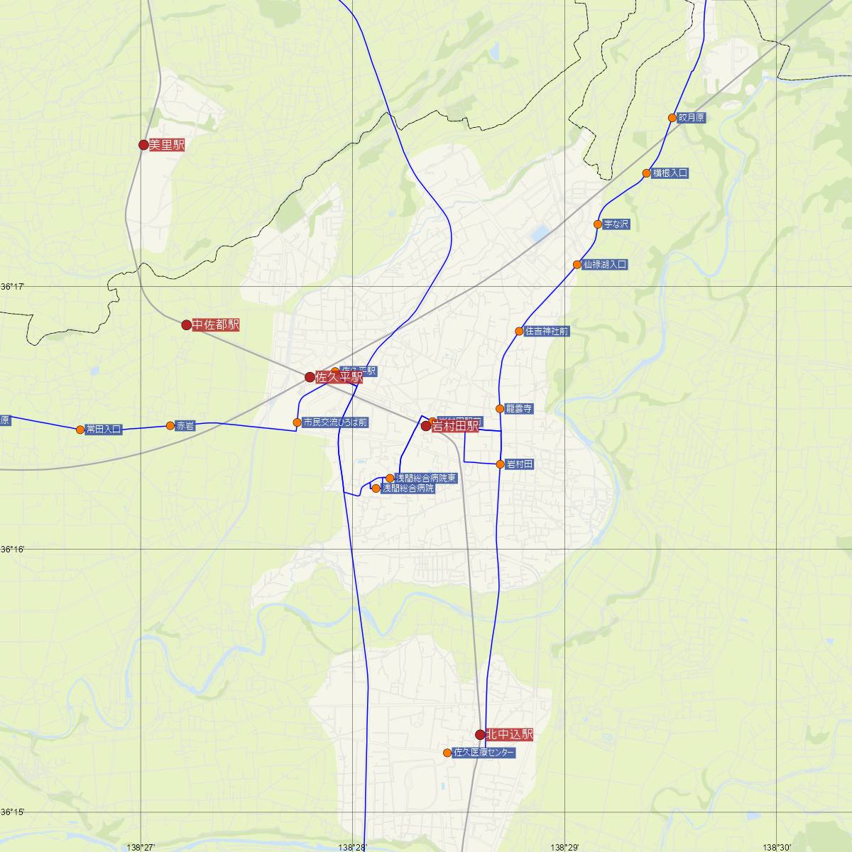 岩村田駅（JR東日本）周辺のバス路線図