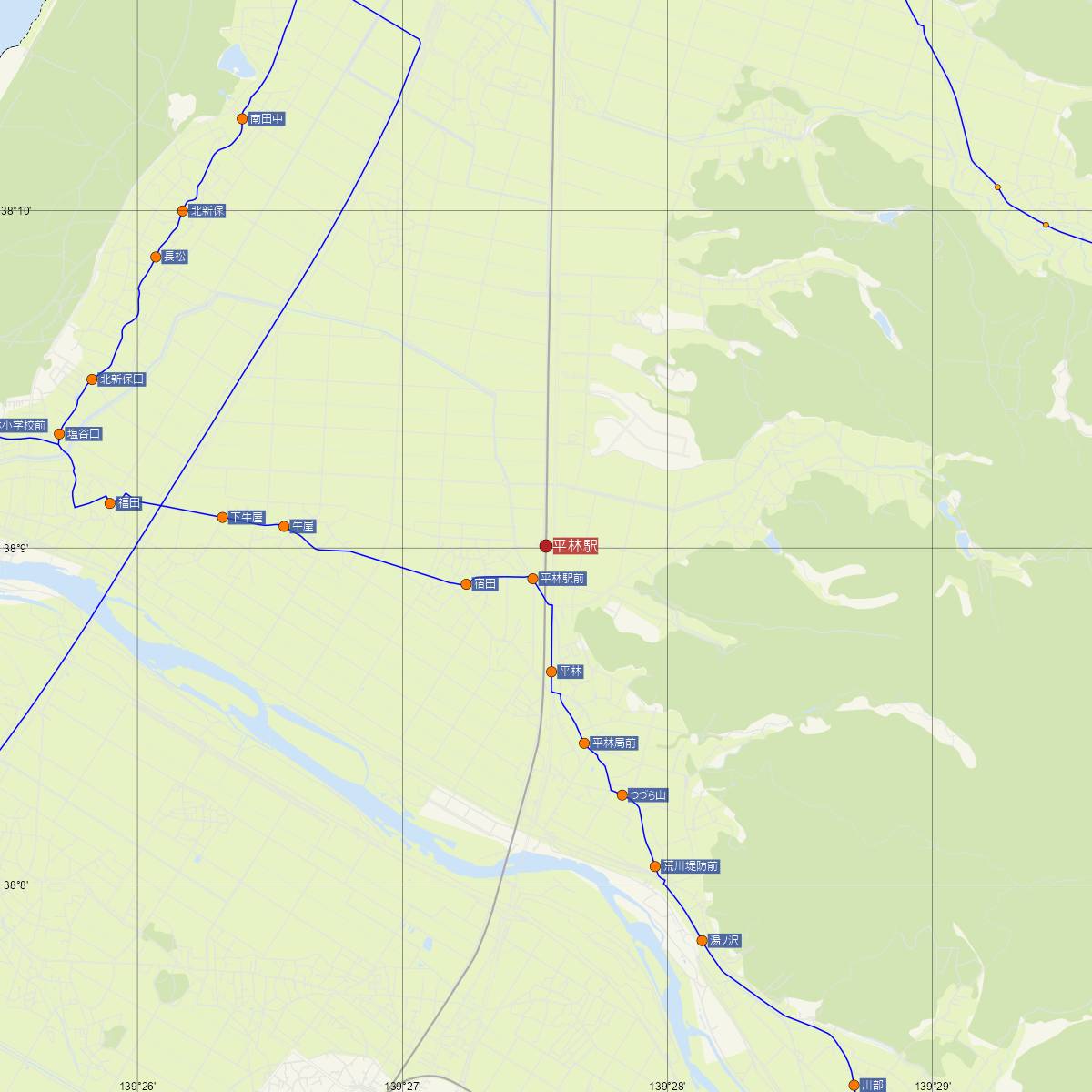 平林駅（JR東日本）周辺のバス路線図
