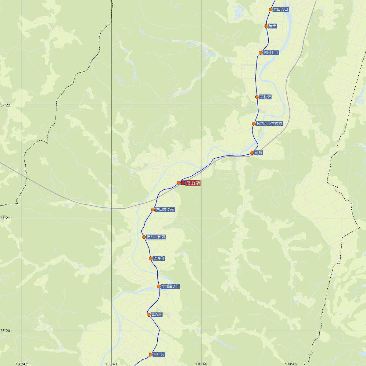 塚山駅（JR東日本）周辺のバス路線図