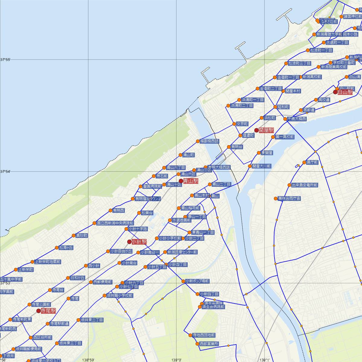 青山駅（JR東日本）周辺のバス路線図