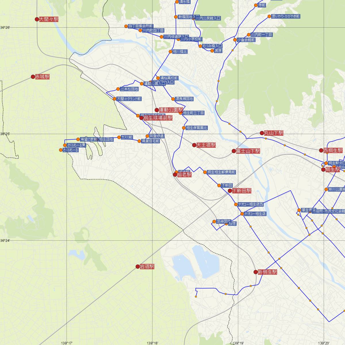 相老駅（東武鉄道）周辺のバス路線図