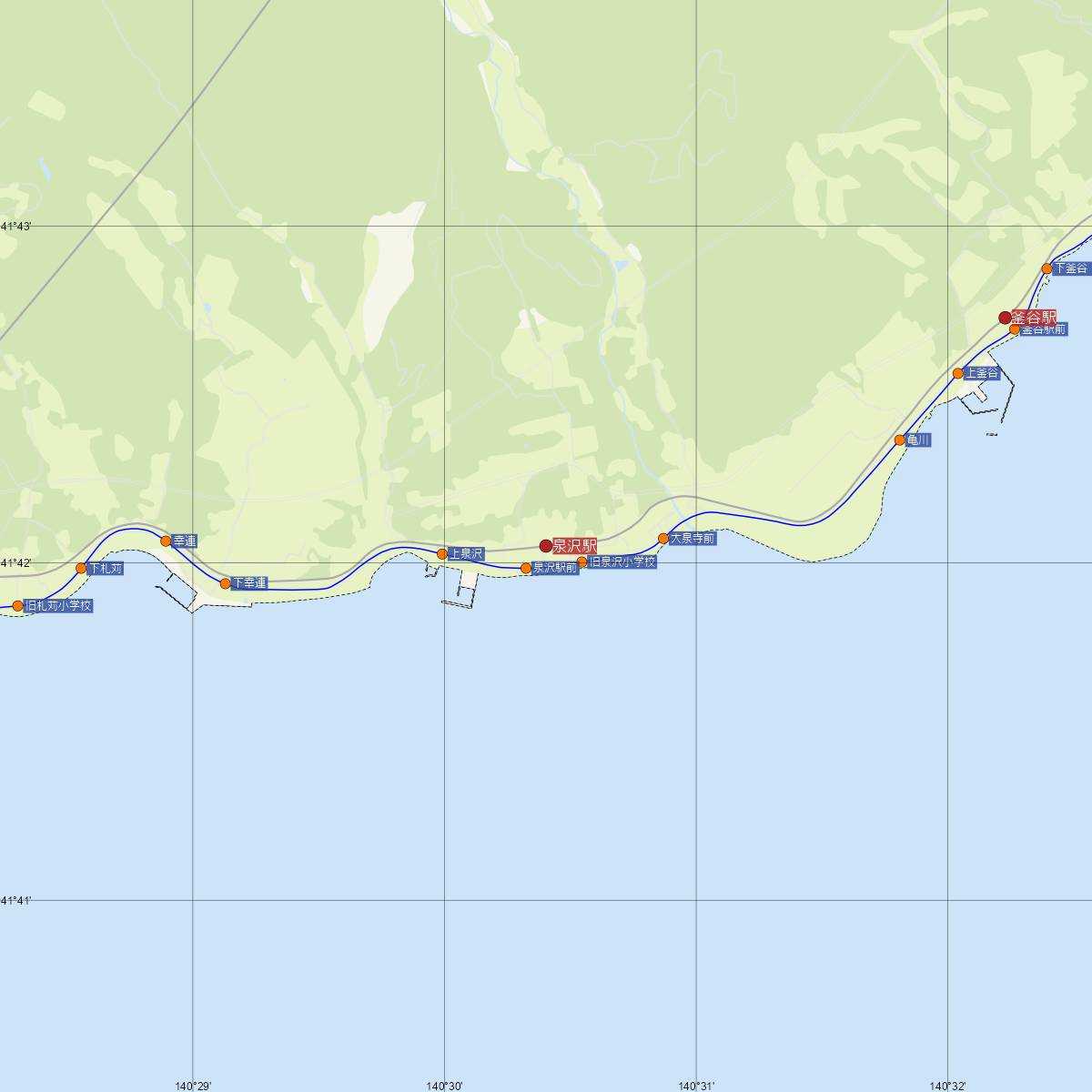 泉沢駅（道南いさりび鉄道）周辺のバス路線図