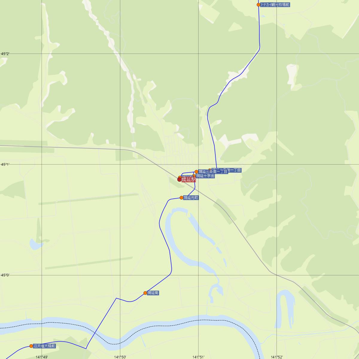 幌延駅（JR北海道）周辺のバス路線図