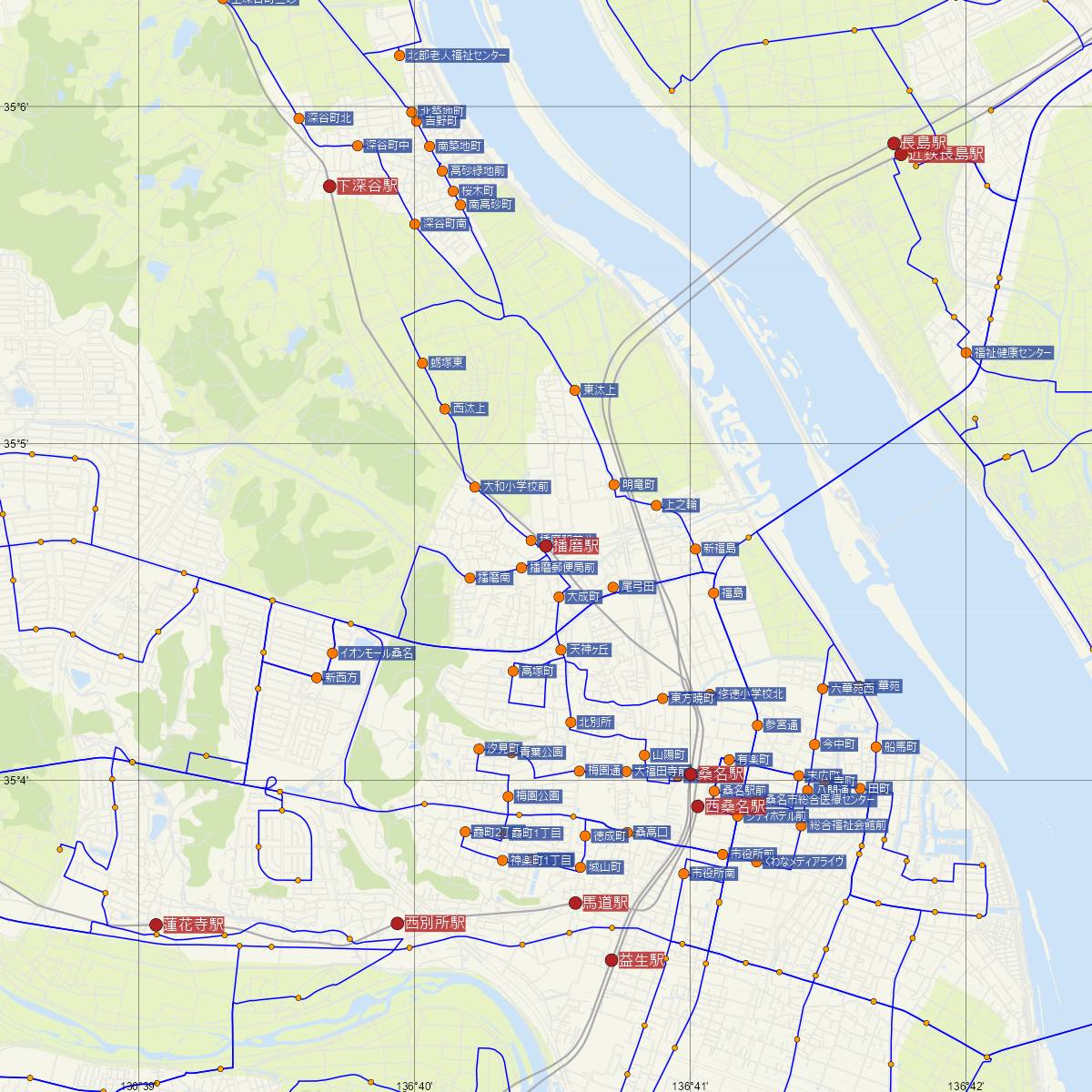 播磨駅（養老線）周辺のバス路線図