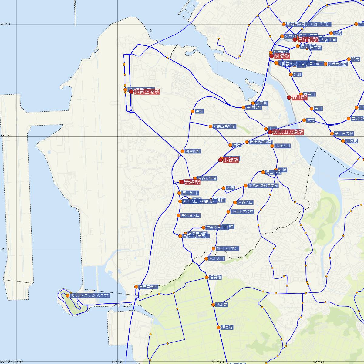 赤嶺駅（ゆいレール）周辺のバス路線図