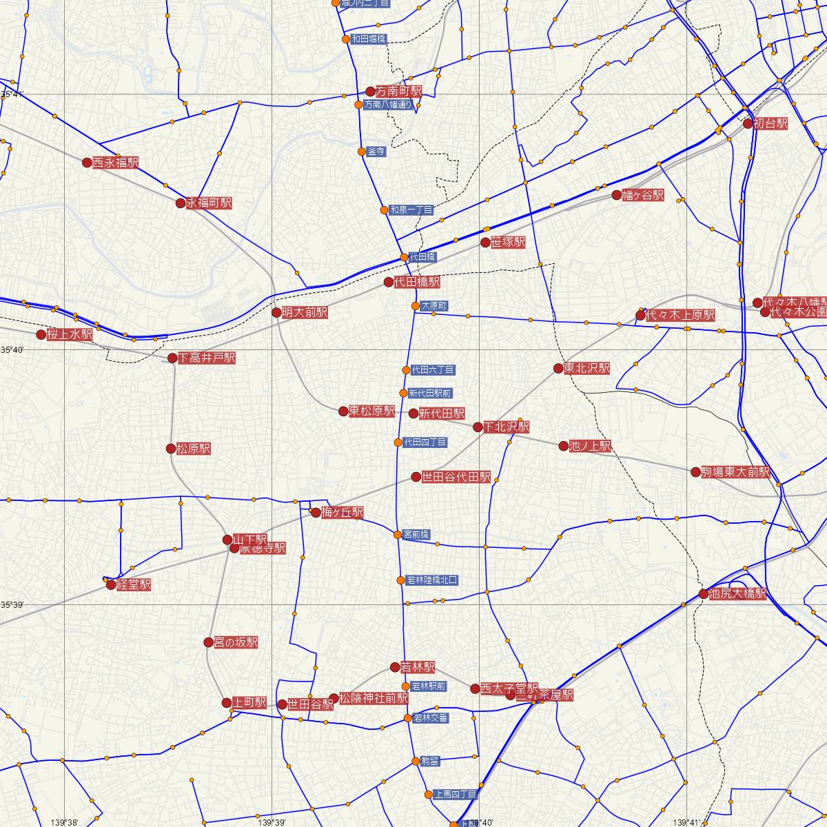新代田駅（京王線）周辺のバス路線図