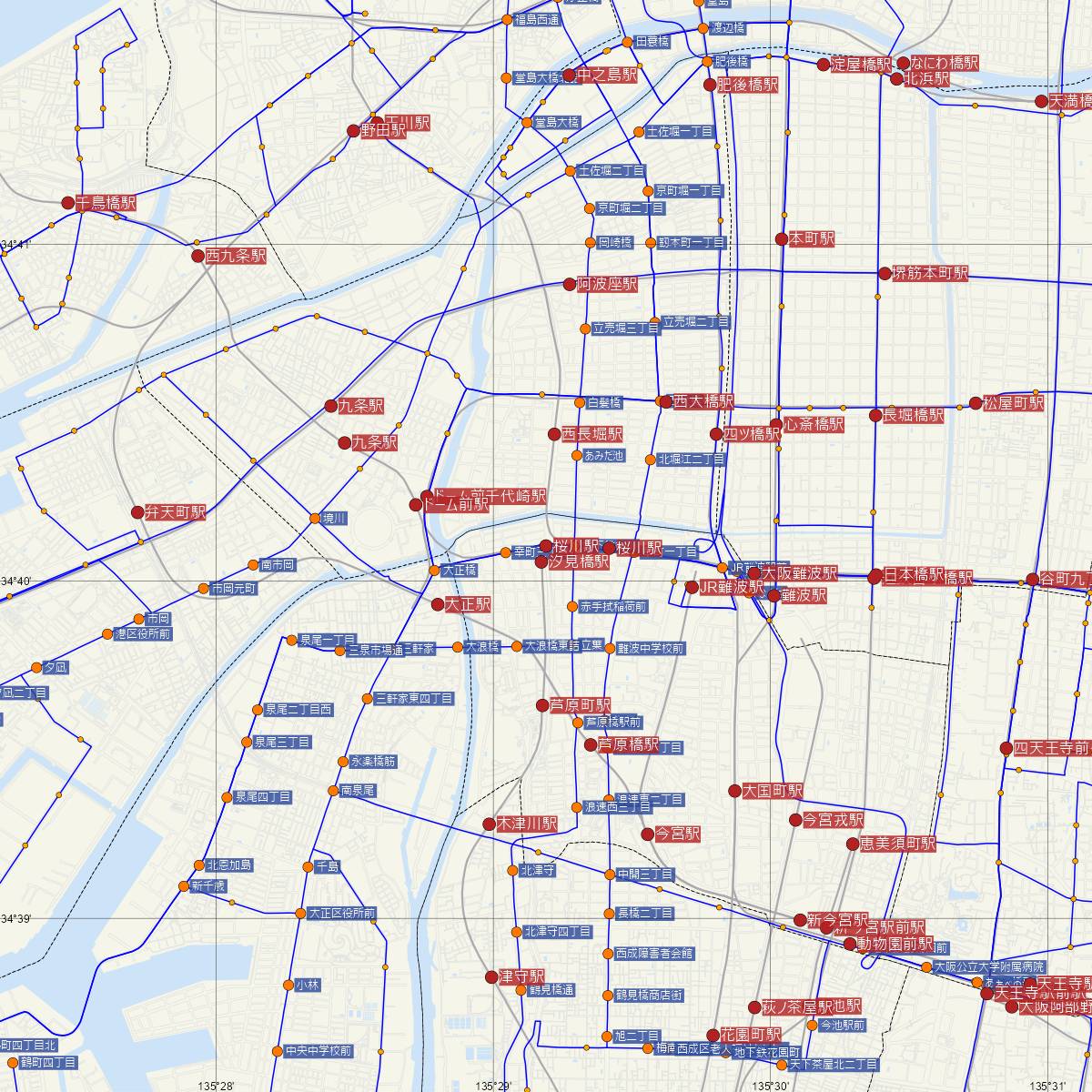 桜川駅（阪神電鉄）周辺のバス路線図