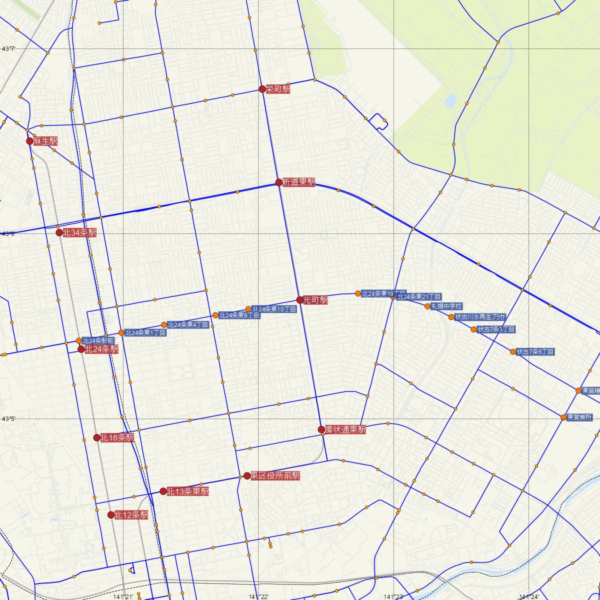 元町駅（札幌市営地下鉄）周辺のバス路線図
