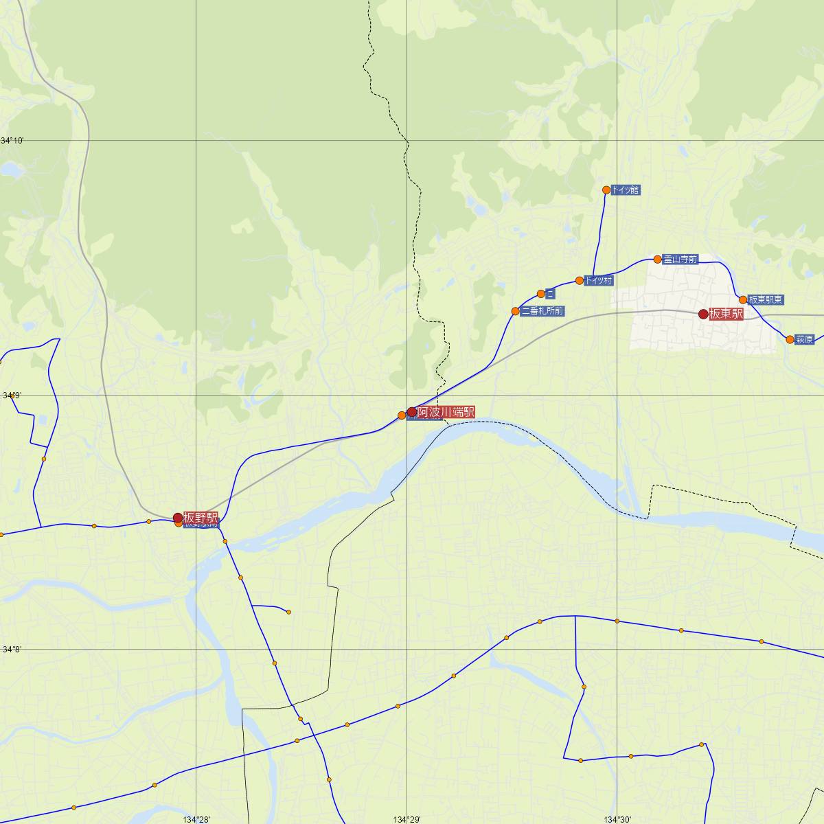 阿波川端駅（JR四国）周辺のバス路線図