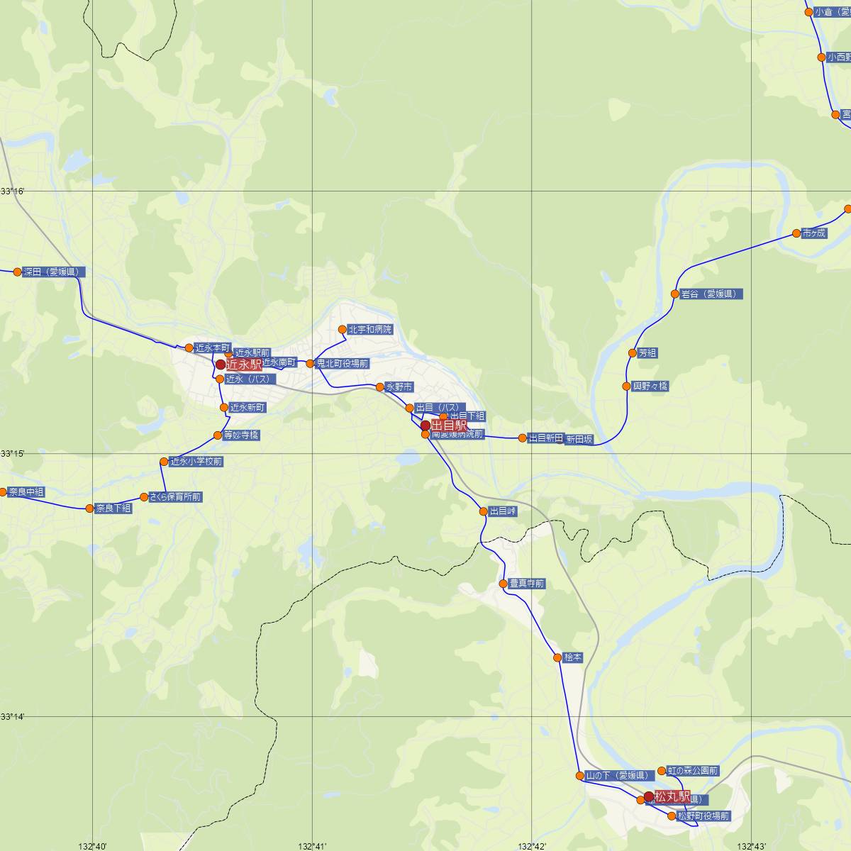 出目駅（JR四国）周辺のバス路線図
