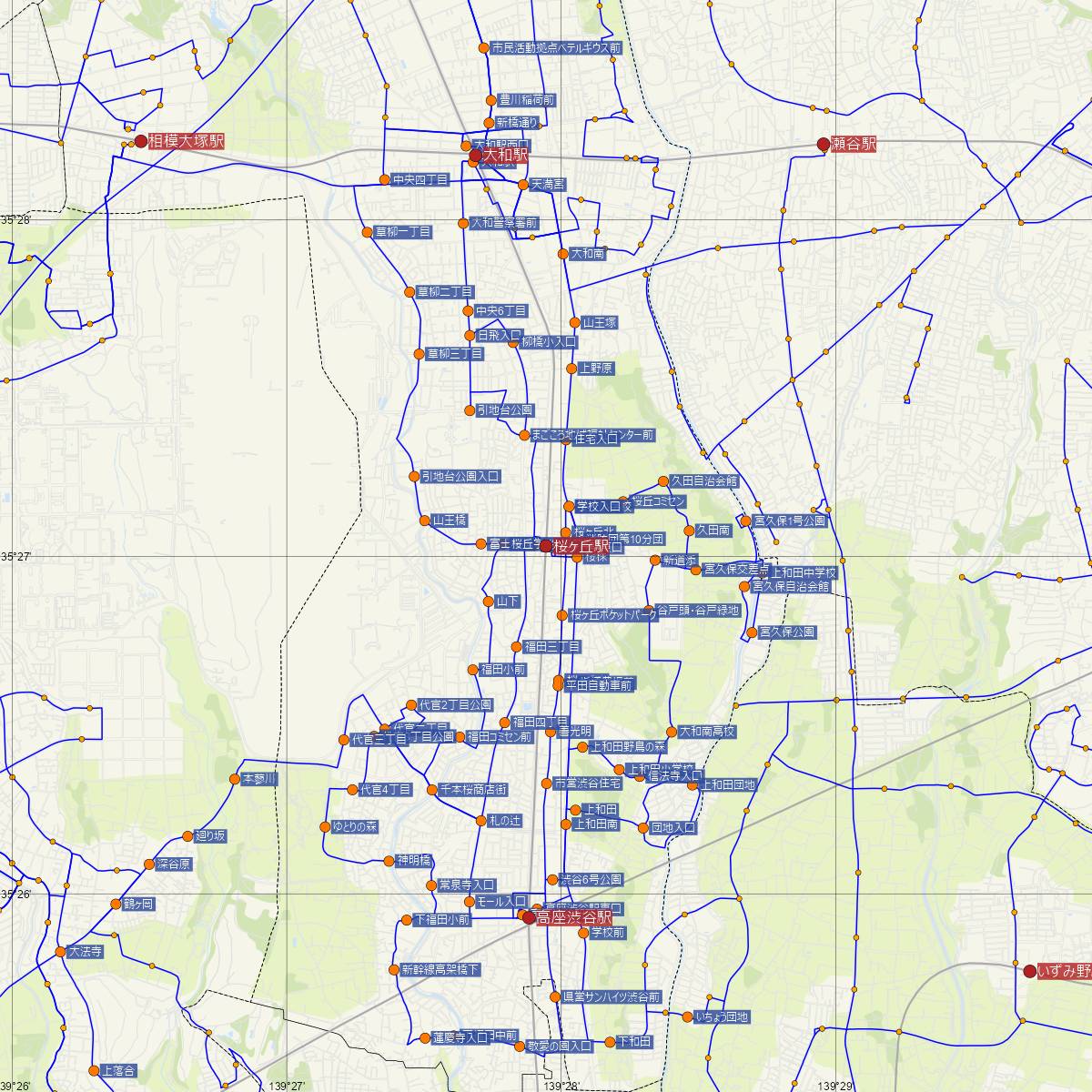 桜ヶ丘駅（小田急線）周辺のバス路線図
