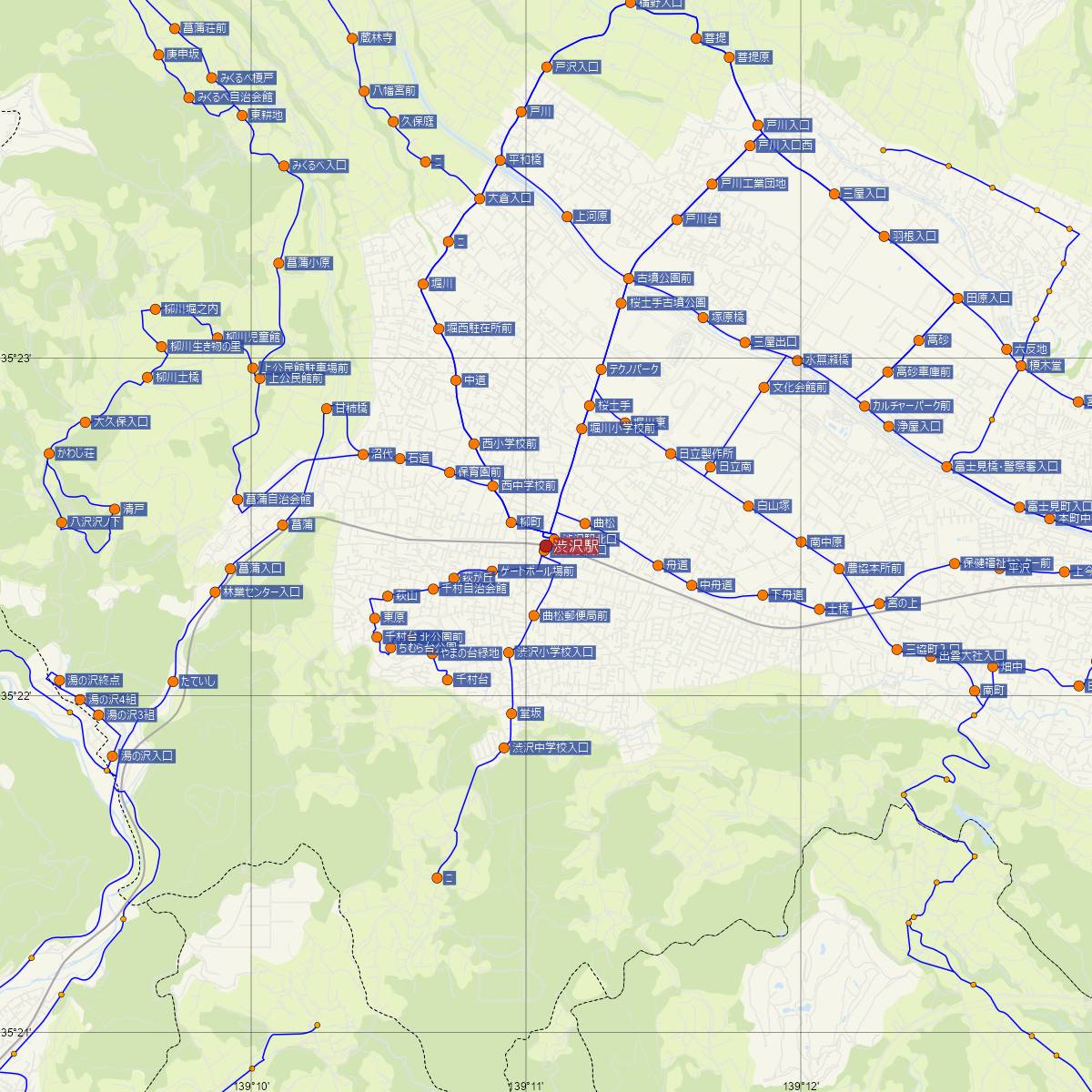 渋沢駅（小田急線）周辺のバス路線図