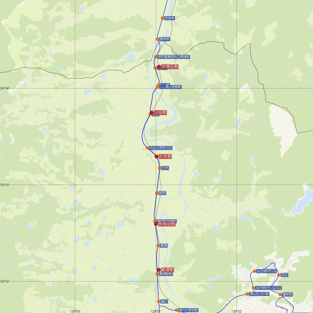 大木駅（松浦鉄道）周辺のバス路線図