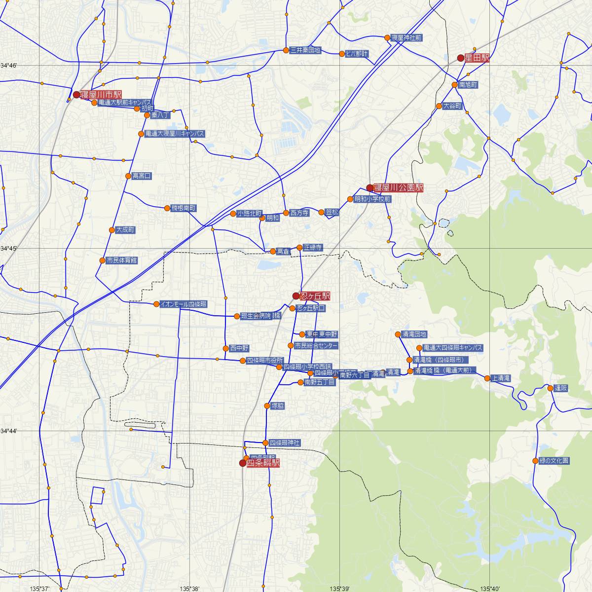 忍ヶ丘駅（JR西日本）周辺のバス路線図