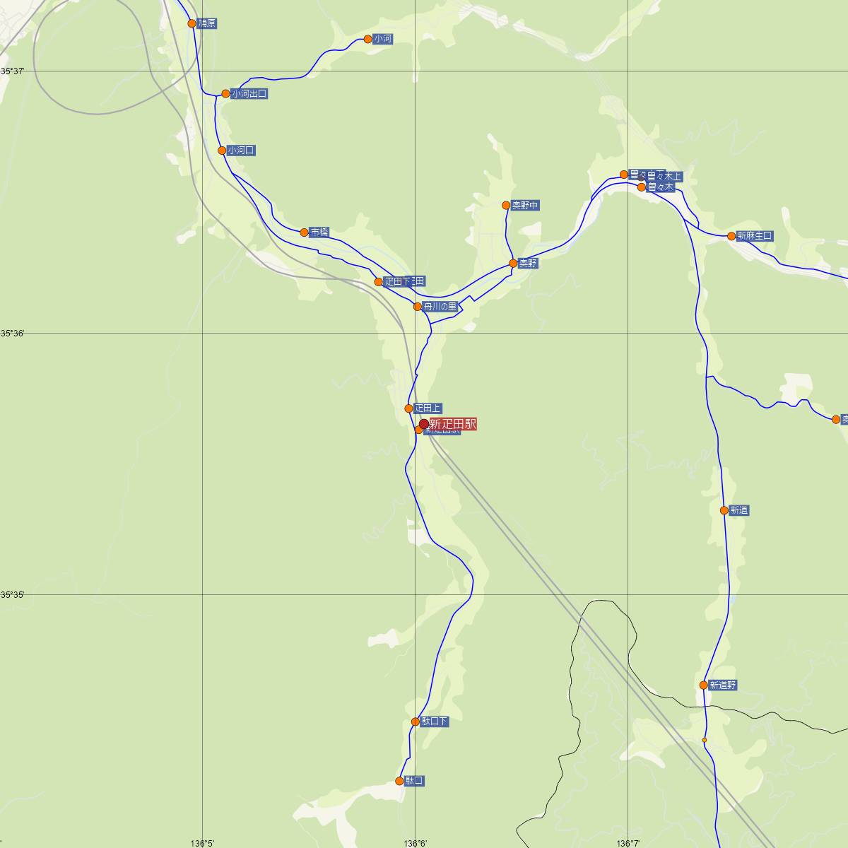 新疋田駅（JR西日本）周辺のバス路線図