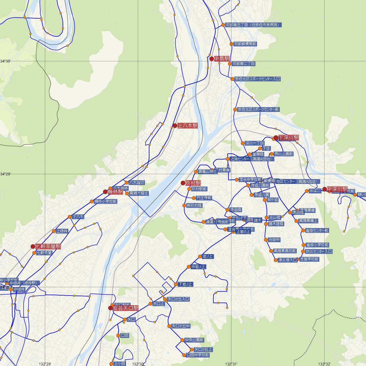 玖村駅（JR西日本）周辺のバス路線図