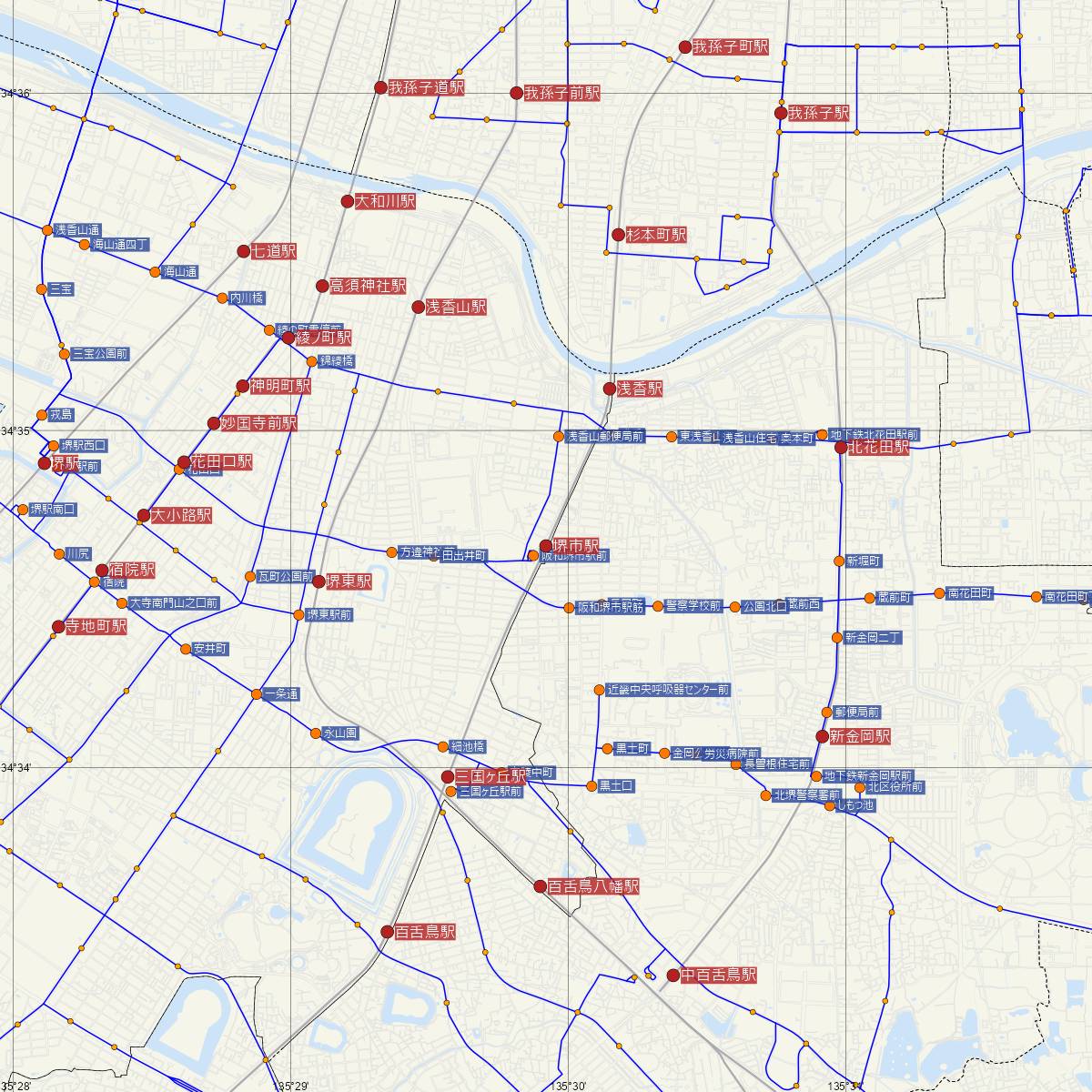 堺市駅（JR西日本）周辺のバス路線図