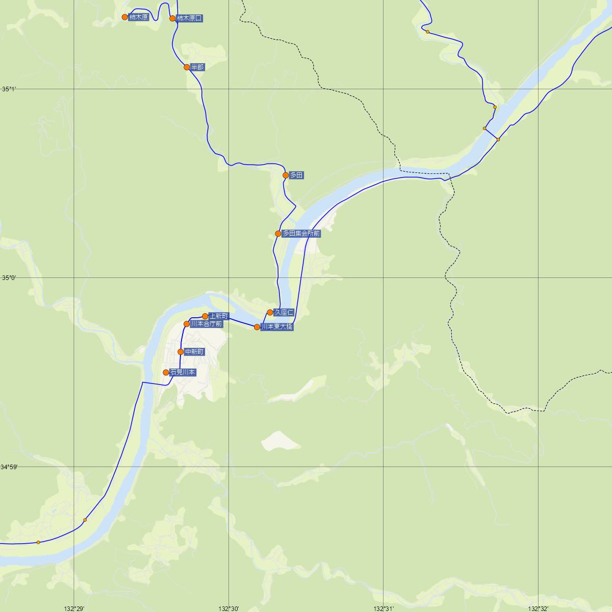 木路原駅（JR西日本）周辺のバス路線図