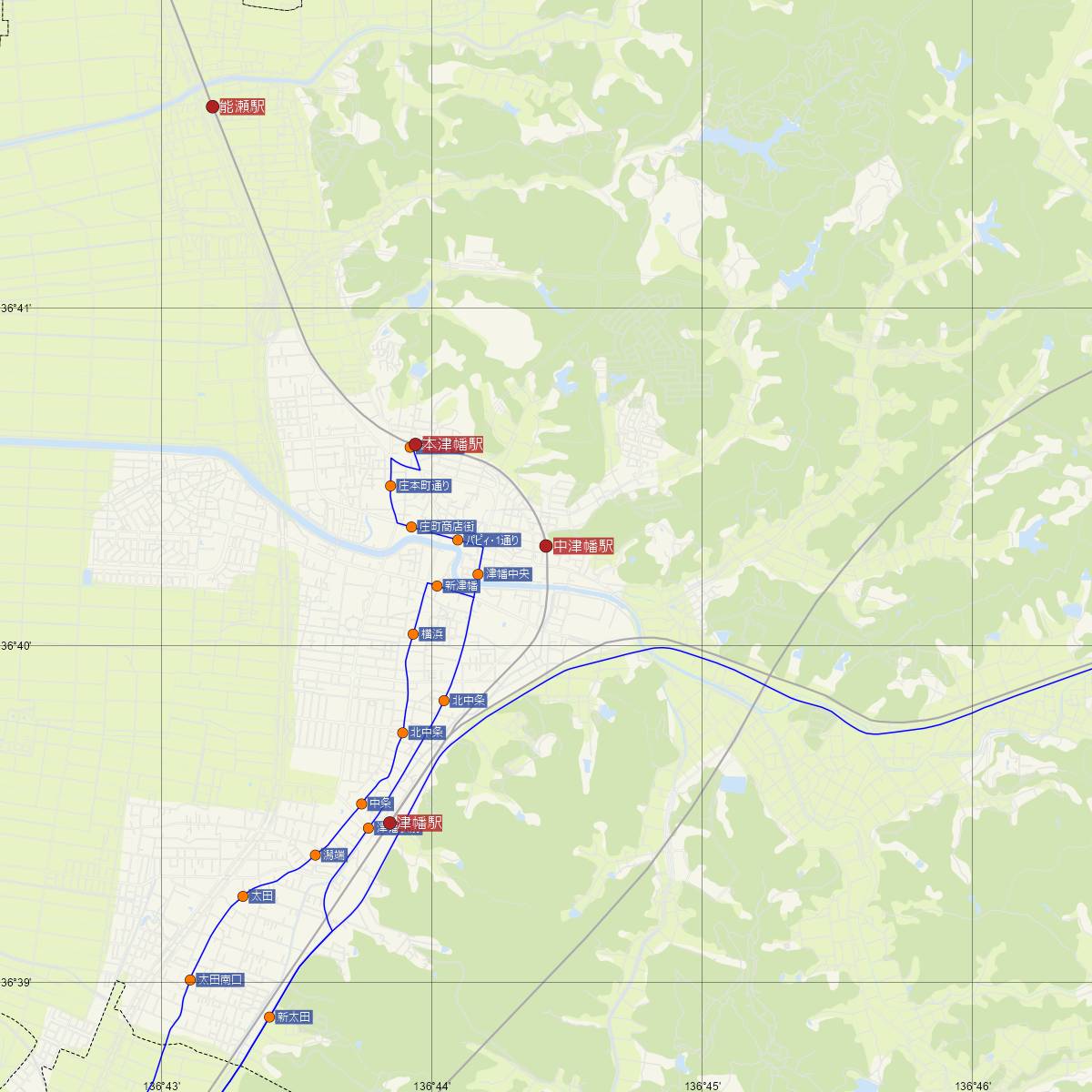 中津幡駅（JR西日本）周辺のバス路線図