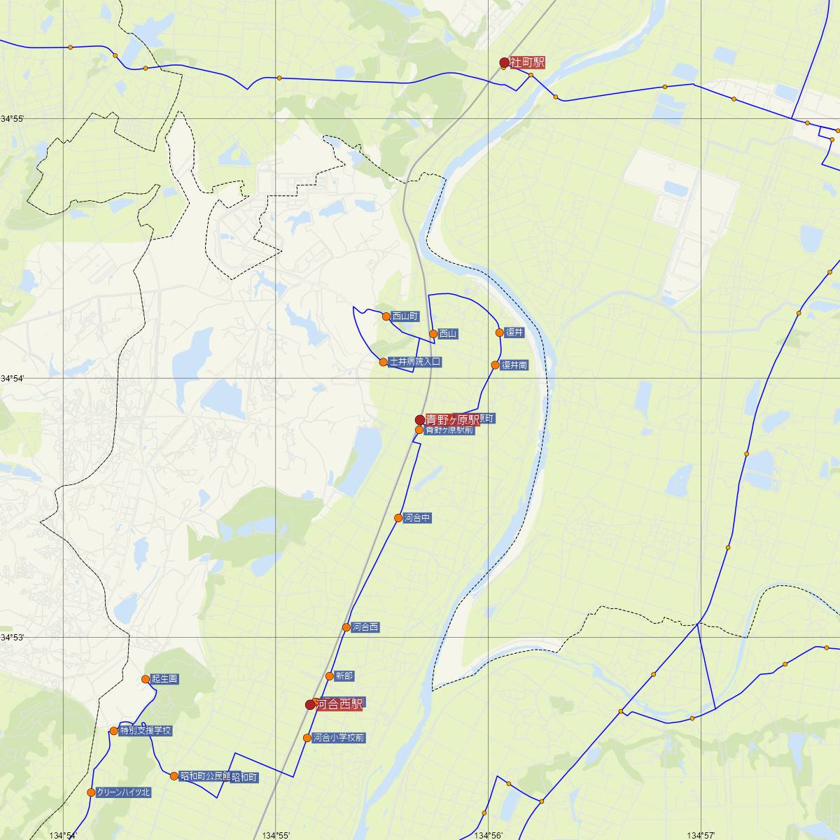 青野ヶ原駅（JR西日本）周辺のバス路線図